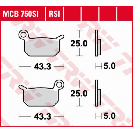 TRW LUCAS KLOCKI HAMULCOWE KH325 SINTER OFFROAD KTM SXE -5 ELECTRIC 19- SX 50 09-, SX 65 04-08, HUSQVARNA EE-5 19-, CR 50 06-, S