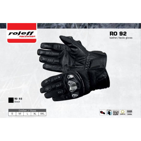 ROLEFF (2021) RĘKAWICE TEKSTYLNE LETNIE MODEL RO92 KOLOR CZARNY ROZMIAR XXL