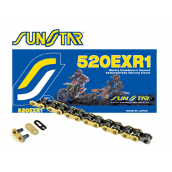 SUNSTAR ŁAŃCUCH 520EXR1-116G ENDURO DO 450 CCM (DG RING) KOLOR ZŁOTY (520VT2) OTWARTY + ZAPINKA (520EXR1116G)