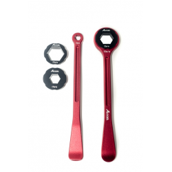 ACCEL 2020 NOWY TOWAR KOMPLET ŁYŻEK DO OPON (23+24CM) ALU7075 KUTE Z KLUCZAMI 10,13,17,22,27,32 MM KOLOR CZERWONY