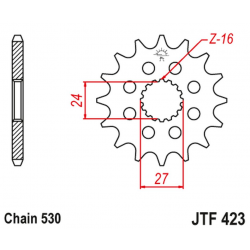 JT ZĘBATKA PRZEDNIA 2190 17 Z GUMĄ SUZUKI GSXR 1000 '09-'16, HAYABUSA '08-'19, B-KING '08-'12 (-1) (JTF423.17RB) (ŁAŃC. 530)