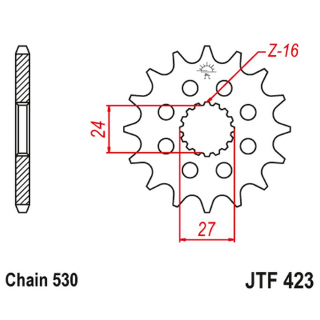 JT ZĘBATKA PRZEDNIA 2190 17 Z GUMĄ SUZUKI GSXR 1000 '09-'16, HAYABUSA '08-'19, B-KING '08-'12 (-1) (JTF423.17RB) (ŁAŃC. 530)