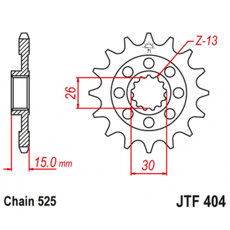 JT ZĘBATKA PRZEDNIA 2198 17 BMW S1000RR '09-'19 Z GUMĄ (JTF404.17RB) (ŁAŃC. 525)