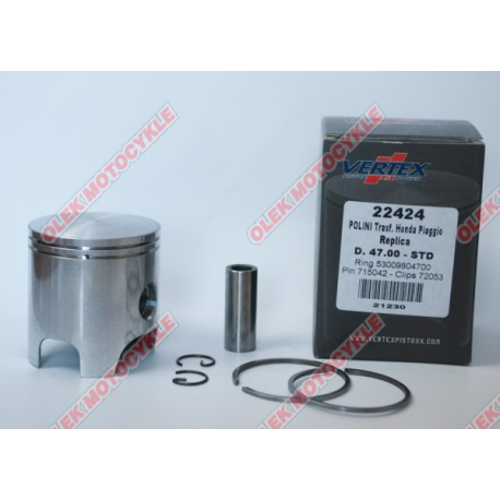 VERTEX TŁOK POLINI, HONDA, PIAGGIO 47,35MM SWORZEŃ 12MM (PIERŚCIENIE 53009804740 X 2 SZT.)