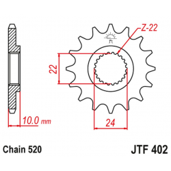 JT ZĘBATKA PRZEDNIA 402 16 Z GUMĄ BMW F 650 '94-'15, APRILIA PEGASO 650 '98-'04 (JTF402.16RB)* (ŁAŃC. 520)