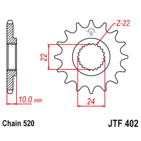 JT ZĘBATKA PRZEDNIA 402 16 Z GUMĄ BMW F 650 '94-'15, APRILIA PEGASO 650 '98-'04 (JTF402.16RB)* (ŁAŃC. 520)