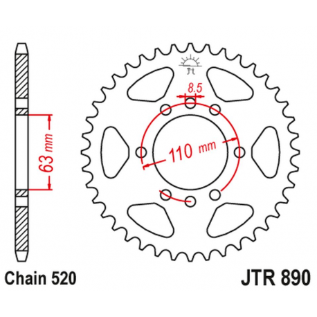 JT ZĘBATKA TYLNA 4675 42 KTM 200 DUKE/RC '15-18 (JTR890.42ZBK)* (ŁAŃC. 520) KOLOR CZARNY