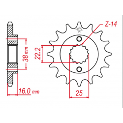GROSSKOPF PROMOCJA ZĘBATKA PRZEDNIA 490 14 DUCATI MONSTER/MULTISTRADA/SCRAMBLER 400/600/620/695/750/797/800/851/888/900/906/916