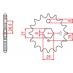 GROSSKOPF PROMOCJA ZĘBATKA PRZEDNIA 511 14 KAWASAKI KLR650 '90-'14, KLX650 (JTF509.14)