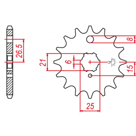 GROSSKOPF PROMOCJA ZĘBATKA PRZEDNIA 511 14 KAWASAKI KLR650 '90-'14, KLX650 (JTF509.14)