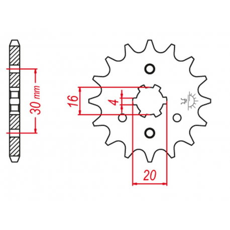 GROSSKOPF PROMOCJA ZĘBATKA PRZEDNIA 517 15 KAWASAKI KDX 125 '90-'99, BN 125 '98-'06 (JTF417.15)