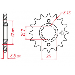 GROSSKOPF PROMOCJA ZĘBATKA PRZEDNIA 523 14 KAWASAKI EL250/EX250/KLX250/GPZ250/GPX250 (JTF516.14)