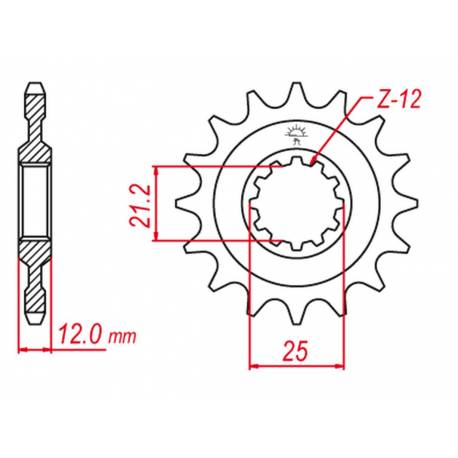 GROSSKOPF PROMOCJA ZĘBATKA PRZEDNIA 823 12 HUSQVARNA 125/240/250/350/400/430/500 '83-'89, HUSABERG FC/FE 350 '96-'01, FC/FE 400