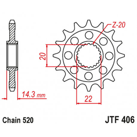 JT ZĘBATKA PRZEDNIA BMW G 310GS '19, G310R '19-'19 (JTF406.15)* (ŁAŃC. 520)