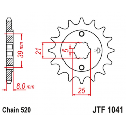 JT 2021/12 ZĘBATKA PRZEDNIA 2238 14 KYMCO 150 MXER / MXU '02-'15 (223814JT) (ŁAŃC. 520)