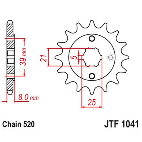 JT 2021/12 ZĘBATKA PRZEDNIA 2238 14 KYMCO 150 MXER / MXU '02-'15 (223814JT) (ŁAŃC. 520)