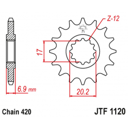 JT 2021/12 ZĘBATKA PRZEDNIA 600M 15 SILNIK AM6 (JTF1120,15) (ŁAŃC. 420)