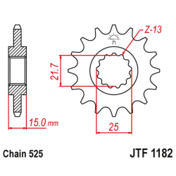 JT 2021/12 ZĘBATKA PRZEDNIA 2082 13 TRIUMPH TT/DAYTONA/SPEED FOUR 600 '00-05' DAYTONA 650 '05, (208213JT) (ŁAŃC. 525)