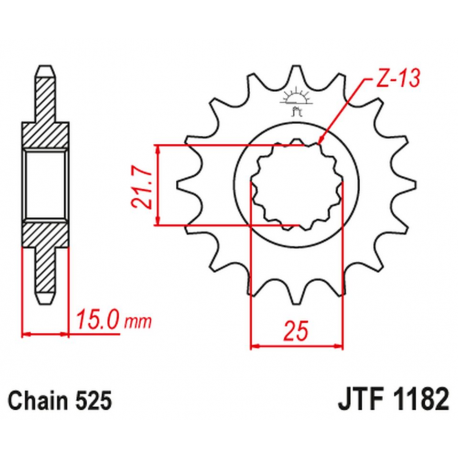 JT 2021/12 ZĘBATKA PRZEDNIA 2082 14 TRIUMPH TT/DAYTONA/SPEED FOUR 600 '00-05' DAYTONA 650 '05, (208214JT) (ŁAŃC. 525)