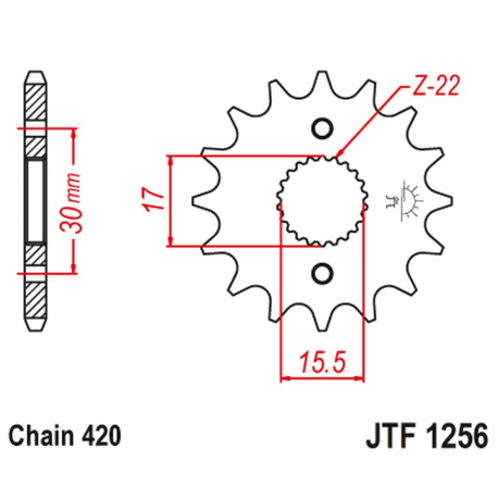 JT 2021/12 ZĘBATKA PRZEDNIA 332 13 HONDA CRF 50F '04-'12, XR 50 '00-'03 (33213JT) (ŁAŃC. 420)
