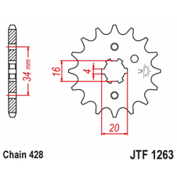 JT 2021/12 ZĘBATKA PRZEDNIA 263 11 SUZUKI RM 80/85, YAMAHA XT 125 R/X (26311JT) (ŁAŃC. 428)