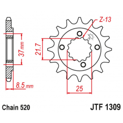 JT 2021/12 ZĘBATKA PRZEDNIA 350 13 HONDA XR 600R '91-'00, TRX 400EX /X '05-'14 (35013JT) (ŁAŃC. 520)