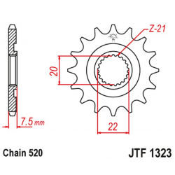 JT 2021/12 ZĘBATKA PRZEDNIA 2120 12 HONDA CR 125R '04-'07, CRF 250R/X '04-'17 (212012JT) (ŁAŃC. 520)