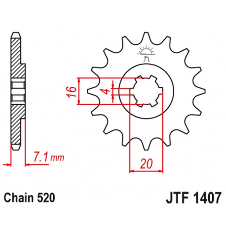 JT 2021/12 ZĘBATKA PRZEDNIA 422 10 KAWASAKI KSF/KXF 80 '03-06', SUZUKI LT 80 '89-06' (42210JT) (ŁAŃC. 520)