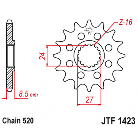JT 2021/12 ZĘBATKA PRZEDNIA 2192 15 SUZUKI GSXR 1000 '09-16' (219215JT) (ŁAŃC. 520) KONWERSJA