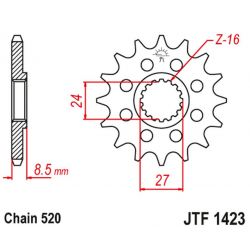 JT 2021/12 ZĘBATKA PRZEDNIA 2192 17 SUZUKI GSXR 1000 '09-16' (219217JT) (ŁAŃC. 520) KONWERSJA