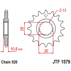 JT 2021/12 ZĘBATKA PRZEDNIA 579M 17 YAMAHA YZF R1 '98-21', FZ-1 '10-15' (579M17JT) (ŁAŃC. 520) KONWERSJA