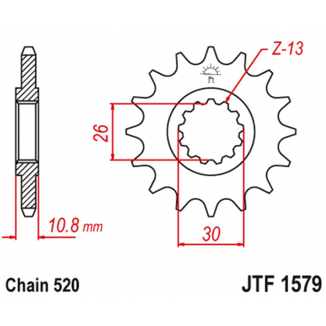 JT 2021/12 ZĘBATKA PRZEDNIA 579M 17 YAMAHA YZF R1 '98-21', FZ-1 '10-15' (579M17JT) (ŁAŃC. 520) KONWERSJA