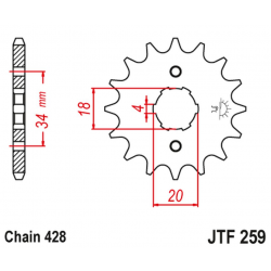 JT 2021/12 ZĘBATKA PRZEDNIA 259 17 HONDA XL 125, NX 125 (25917JT) (ŁAŃC. 428)