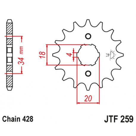 JT 2021/12 ZĘBATKA PRZEDNIA 259 17 HONDA XL 125, NX 125 (25917JT) (ŁAŃC. 428)