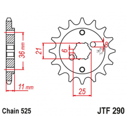 JT 2021/12 ZĘBATKA PRZEDNIA 290 14 HONDA XBR 500F '85-'86 (29014JT) (ŁAŃC. 525)