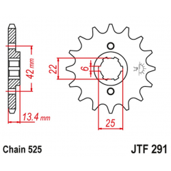 JT 2021/12 ZĘBATKA PRZEDNIA 291 15 HONDA CB 450S '86-'89 (29115JT) (ŁAŃC. 525)