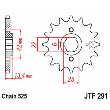 JT 2021/12 ZĘBATKA PRZEDNIA 291 15 HONDA CB 450S '86-'89 (29115JT) (ŁAŃC. 525)