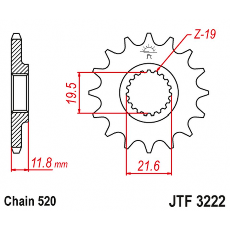 JT 2021/12 ZĘBATKA PRZEDNIA 2180 11 POLARIS 250/300/350/400/425 '89-99' (218011JT) (ŁAŃC. 520)