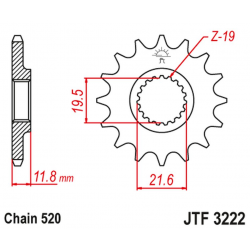 JT 2021/12 ZĘBATKA PRZEDNIA 2180 12 POLARIS 250/300/350/400/425 '89-99' (218012JT) (ŁAŃC. 520)