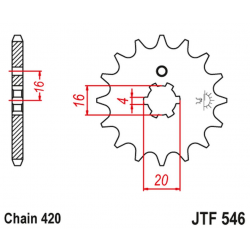JT 2021/12 ZĘBATKA PRZEDNIA 560 16 KAWASAKI KX 65/80/85 (56016JT) (ŁAŃC. 420)