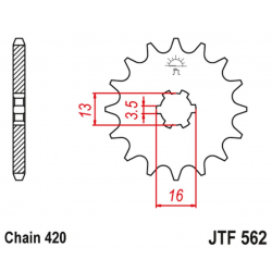 JT 2021/12 ZĘBATKA PRZEDNIA 415 09 KAWASAKI KFX 50 '03-'06, SUZUKI LTA 50 '02-'05, SUZUKI TS 50, YAMAHA DT 50MX (41509JT) (ŁAŃC.