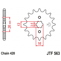 JT 2021/12 ZĘBATKA PRZEDNIA 415 12 SUZUKI TS 50, YAMAHA DT 50MX (41512JT) (ŁAŃC. 420)