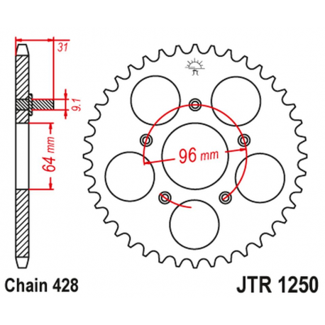 JT 2021/12 ZĘBATKA TYLNA JTR1250 48 HONDA NX 125 '89-90' (JTR1250.48)*(ŁANC428)