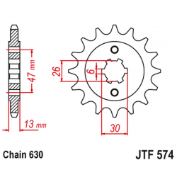 JT 2021/12 ZĘBATKA PRZEDNIA 574 16 YAMAHA XV 1000 '81-82', TR1 '81-85' (57416JT) (ŁAŃC. 630)