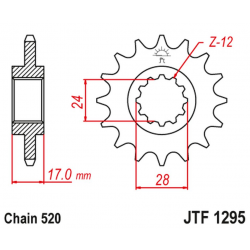 JT 2021/12 ZĘBATKA PRZEDNIA 295M 15 HONDA CBR 600 F2/F3 '91-98' (295M15JT) (ŁAŃC. 520) KONWERSJA