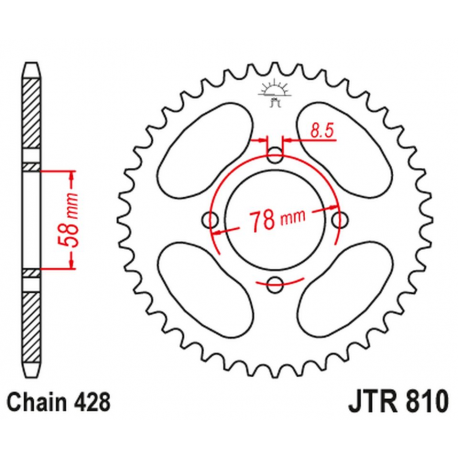 JT 2021/12 ZĘBATKA TYLNA 810 49 SUZUKI RG 80 GAMMA '85-94 (81049JT) (ŁAŃC. 428)