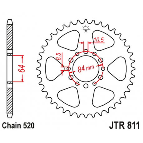 JT 2021/12 ZĘBATKA TYLNA 811 48 SUZUKI TF 185 '81-, DR 200 '86-91 (81148JT) (ŁAŃC. 520)