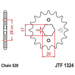 JT 2021/12 ZĘBATKA PRZEDNIA 2060 11 HONDA CRF 230 '03-15' TRX 200 SX FOUTRAX '86-88' '90-97' (206011JT) (ŁAŃC. 520)