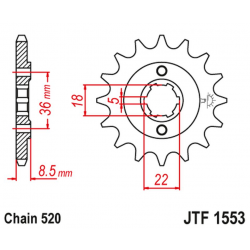 JT 2021/12 ZĘBATKA PRZEDNIA 2052 14 YAMAHA XT 250 TL (JAPAN) '83-84' SRX 250 '87' (205214JT) (ŁAŃC. 520) NA ZAMÓWIENIE