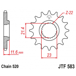 JT 2021/12 ZĘBATKA PRZEDNIA 2051 15 YAMAHA TT 250 '93-04' (205115JT) (ŁAŃC. 520)